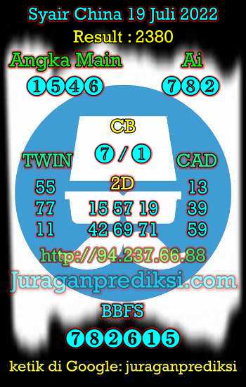 Prediksi China 19 Juli 2022, Kode Syair China hari ini, Bocoran China, Prediksi china akurat Selasa 19 7 2022, Prediksi togel china 4d, syair china selasa 19 juli 2022.