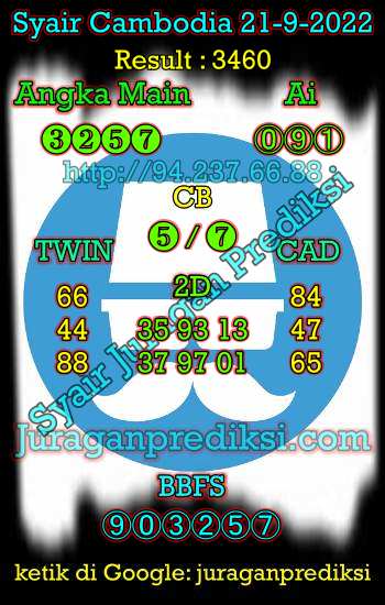 Prediksi Cambodia 21 September 2022 hari ini kami ambil dari Syair cambodia 21 9 2022. Untuk melihat prediksi kamboja Rabu 21 September 2022 kami sudah siapkan kode syair kamboja hari ini 21-9-2022 jitu dan akurat.