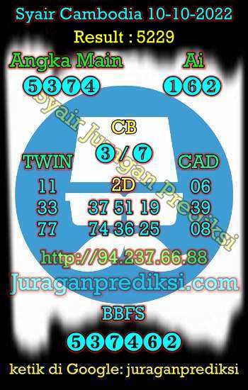Banyak pemain togel yang mencari prediksi angka main (AM) Cambodia, Angka togel Cambodia, Prediksi Cambodia Jitu, Prediksi Cambodia Terbaik, Syair Cambodia Hari Ini. Prediksi Togel Cambodia hari ini Senin 10 Oktober 2022 dari kami merupakan prediksi kamboja paling jitu.